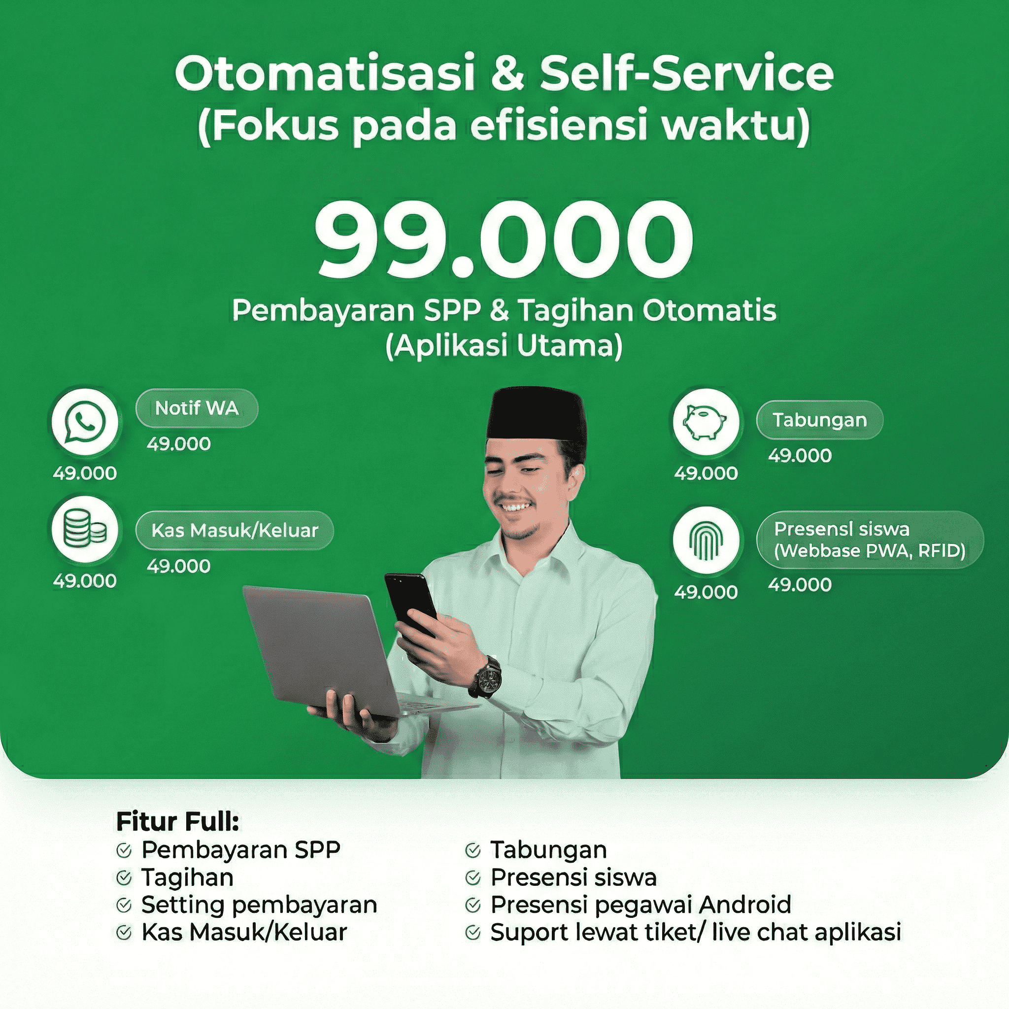 Dashboard ePesantren Lite - Sistem manajemen pesantren dengan interface modern dan mudah digunakan